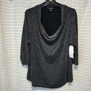 NWT Karen Kane Silver Ahead Draped Cowl Neck Top